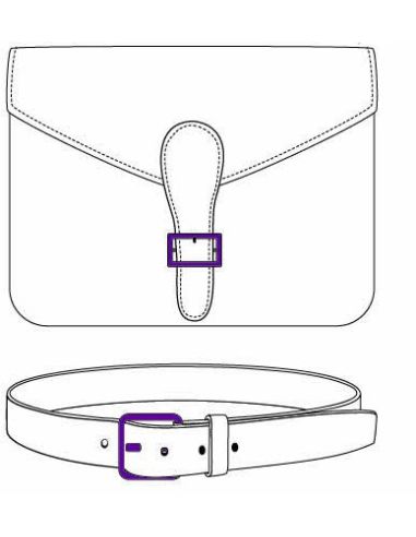 Boucle de ceinture rectangulaire aspect cuir surpiqué – 6 cm