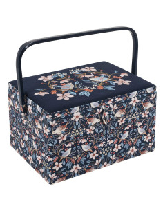 Boite à couture avec broderie - Oiseaux en fleurs
