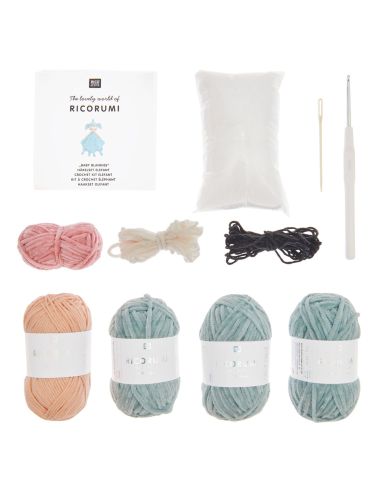 Kit crochet doudou couverture - Éléphant
