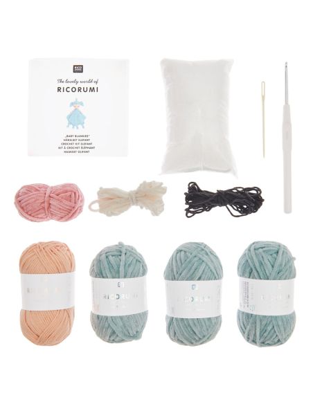 Kit crochet doudou couverture - Éléphant