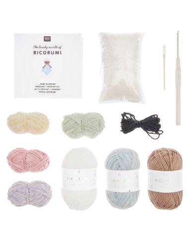 Kit crochet doudou couverture - Arc-en-ciel pastel