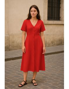 Tissu popeline de viscose - Rouge 2