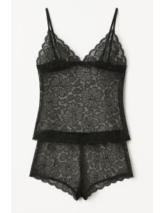 Tissu dentelle élastique Léonie - Noir 2