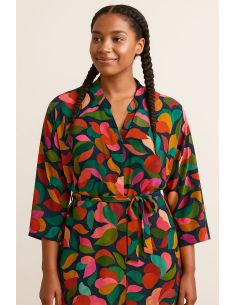 Tissu viscose fantaisie - Abigael noir et multicolore 2