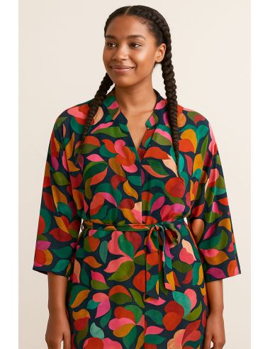 Tissu viscose fantaisie - Abigael noir et multicolore