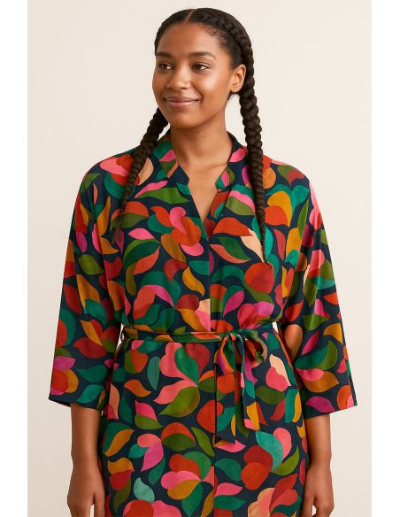 Tissu viscose fantaisie - Abigael noir et multicolore