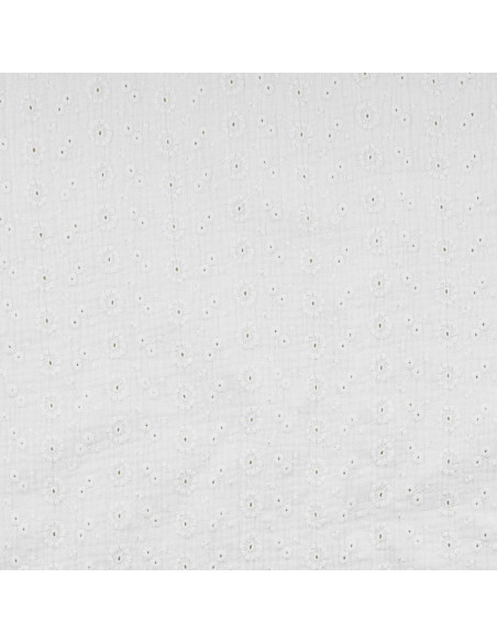 Tissu double gaze de coton brodée Suzy - Blanc