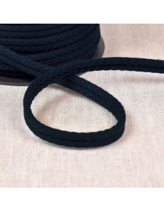 Cordon double passepoil chevrons - Bleu nuit