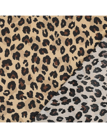 Tissu voile de coton animal - Camel