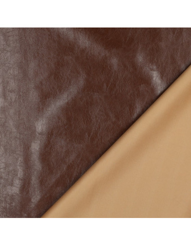 Tissu simili stretch brillant pour habillement - Marron