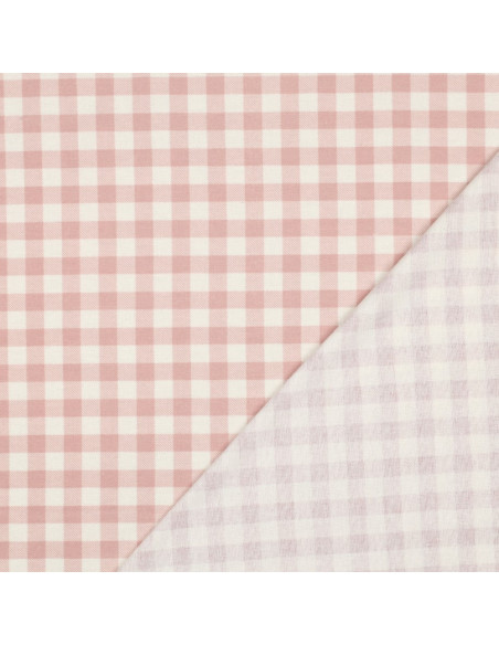 Tissu flanelle grands carreaux - Rose et écru