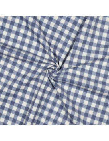 Tissu flanelle grands carreaux - Bleu et écru