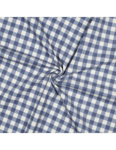 Tissu flanelle grands carreaux - Bleu et écru