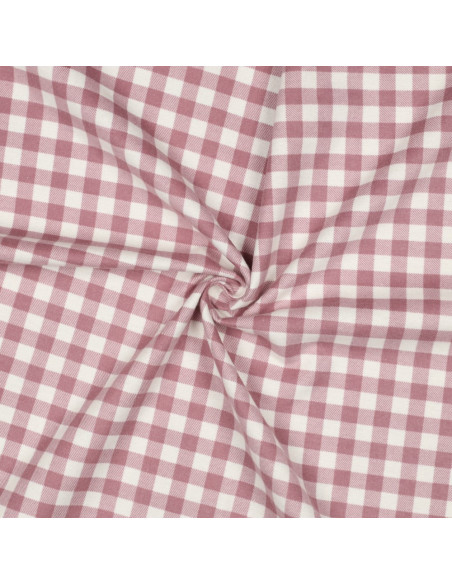 Tissu flanelle grands carreaux - Mauve et écru