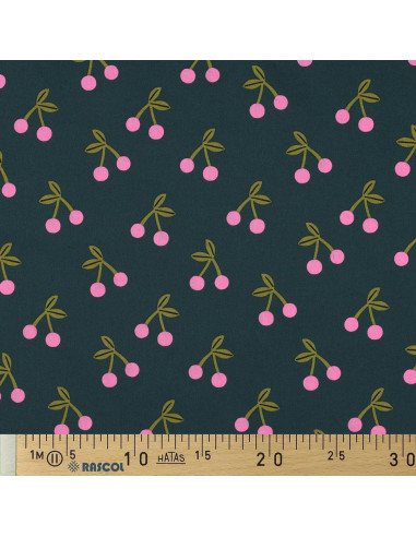 Tissu coton déperlant cerise - Vert foncé
