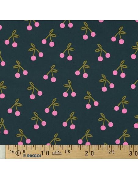 Tissu coton déperlant cerise - Vert foncé