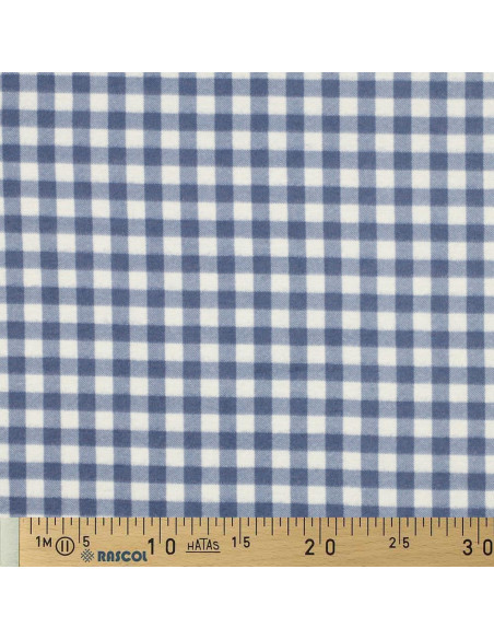 Tissu flanelle grands carreaux - Bleu et écru