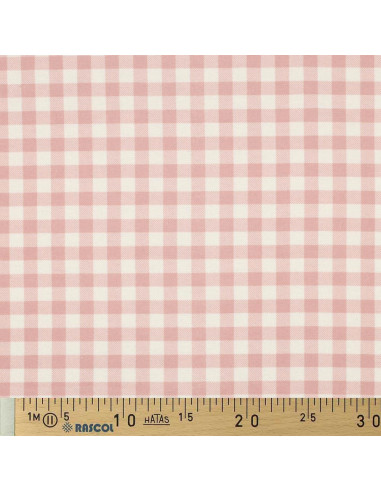 Tissu flanelle grands carreaux - Rose et écru