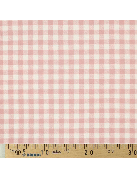 Tissu flanelle grands carreaux - Rose et écru