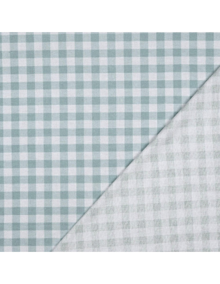 Tissu flanelle grands carreaux - Sauge et écru