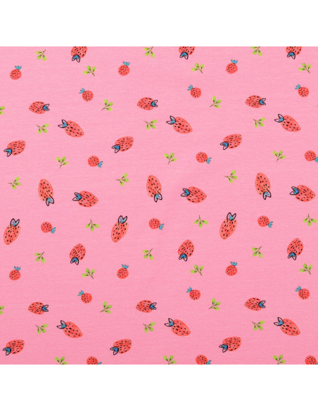Tissu jersey Fraises - Rose