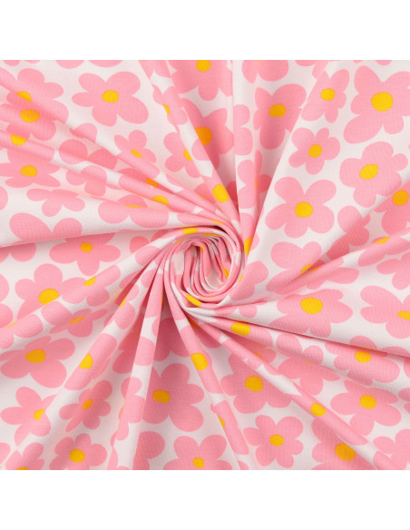 Tissu jersey fleurs - Rose