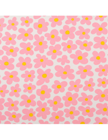 Tissu jersey fleurs - Rose