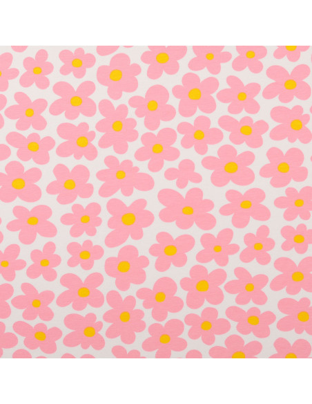 Tissu jersey fleurs - Rose
