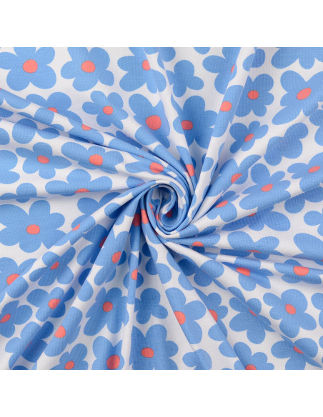 Tissu jersey fleurs - Bleu