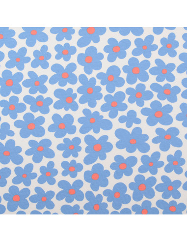 Tissu jersey fleurs - Bleu
