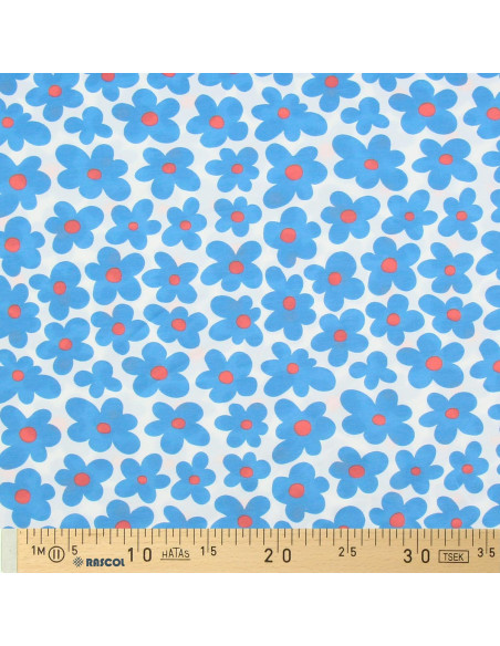 Tissu jersey fleurs - Bleu