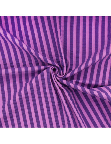 Tissu Seersucker à rayures larges - Jacinthe et violet