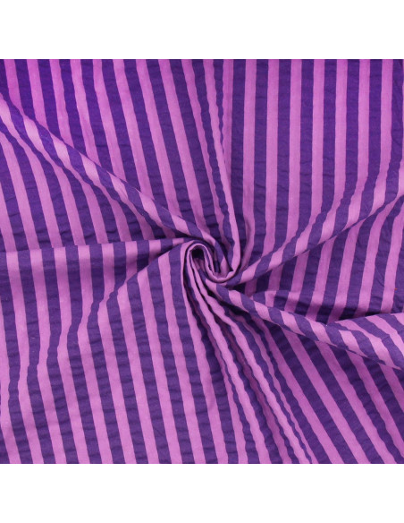 Tissu Seersucker à rayures larges - Jacinthe et violet