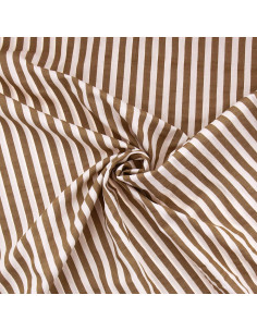 Tissu Seersucker à rayures larges - Beige et havane
