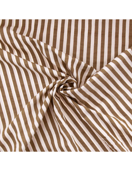 Tissu Seersucker à rayures larges - Beige et havane