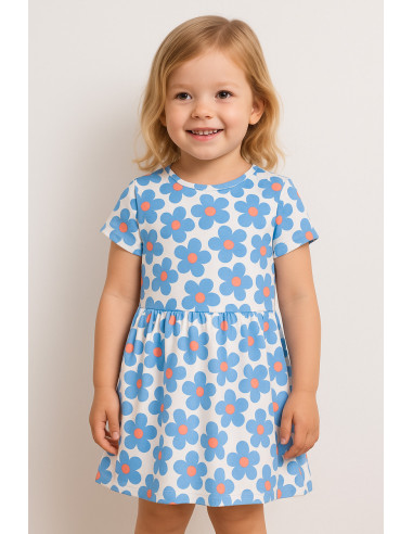 Tissu jersey fleurs - Bleu