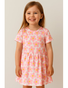 Tissu jersey fleurs - Rose 2