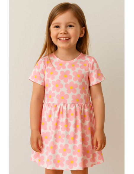 Tissu jersey fleurs - Rose