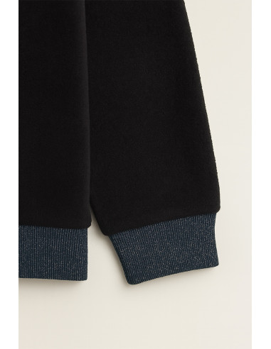 Tissu jersey bord côte lurex - Denim lurex argent