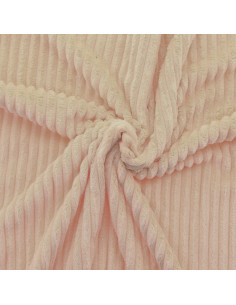 Tissu minky grosses côtes - Beige