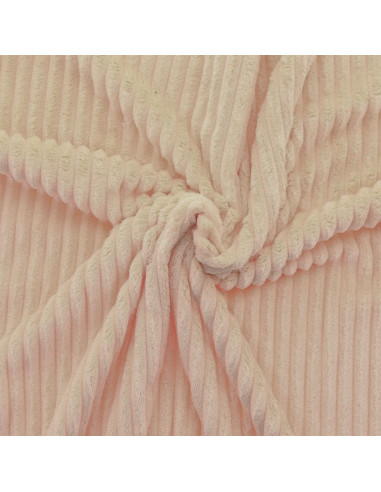 Tissu minky grosses côtes - Beige