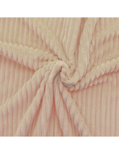 Tissu minky grosses côtes - Beige