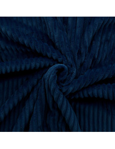 Tissu minky grosses côtes - Bleu marine