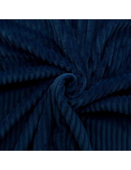 Tissu minky grosses côtes - Bleu marine