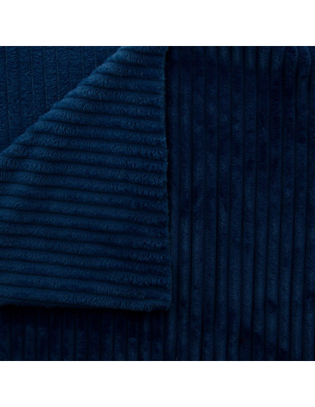 Tissu minky grosses côtes - Bleu marine