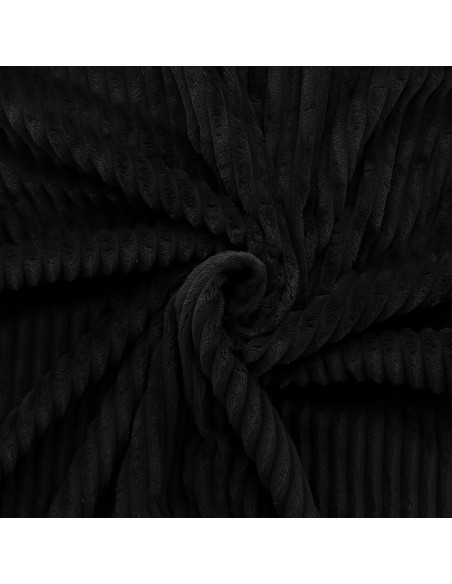 Tissu minky grosses côtes - Noir