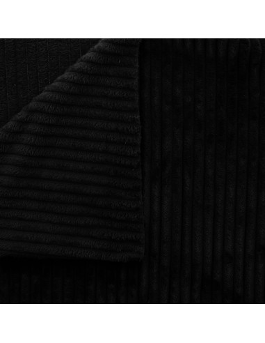Tissu minky grosses côtes - Noir