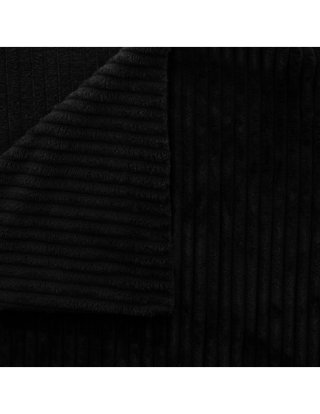 Tissu minky grosses côtes - Noir