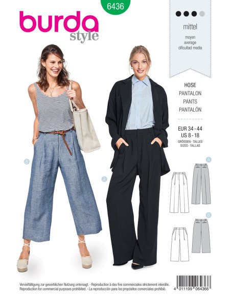 Patron de pantalon - Burda 6436