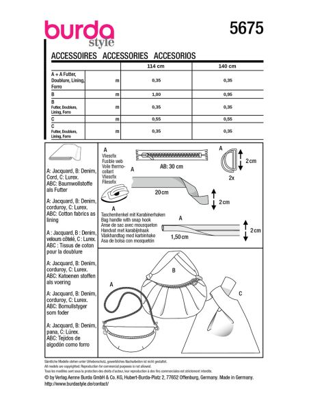 Patron d'accessoires - Burda 5675